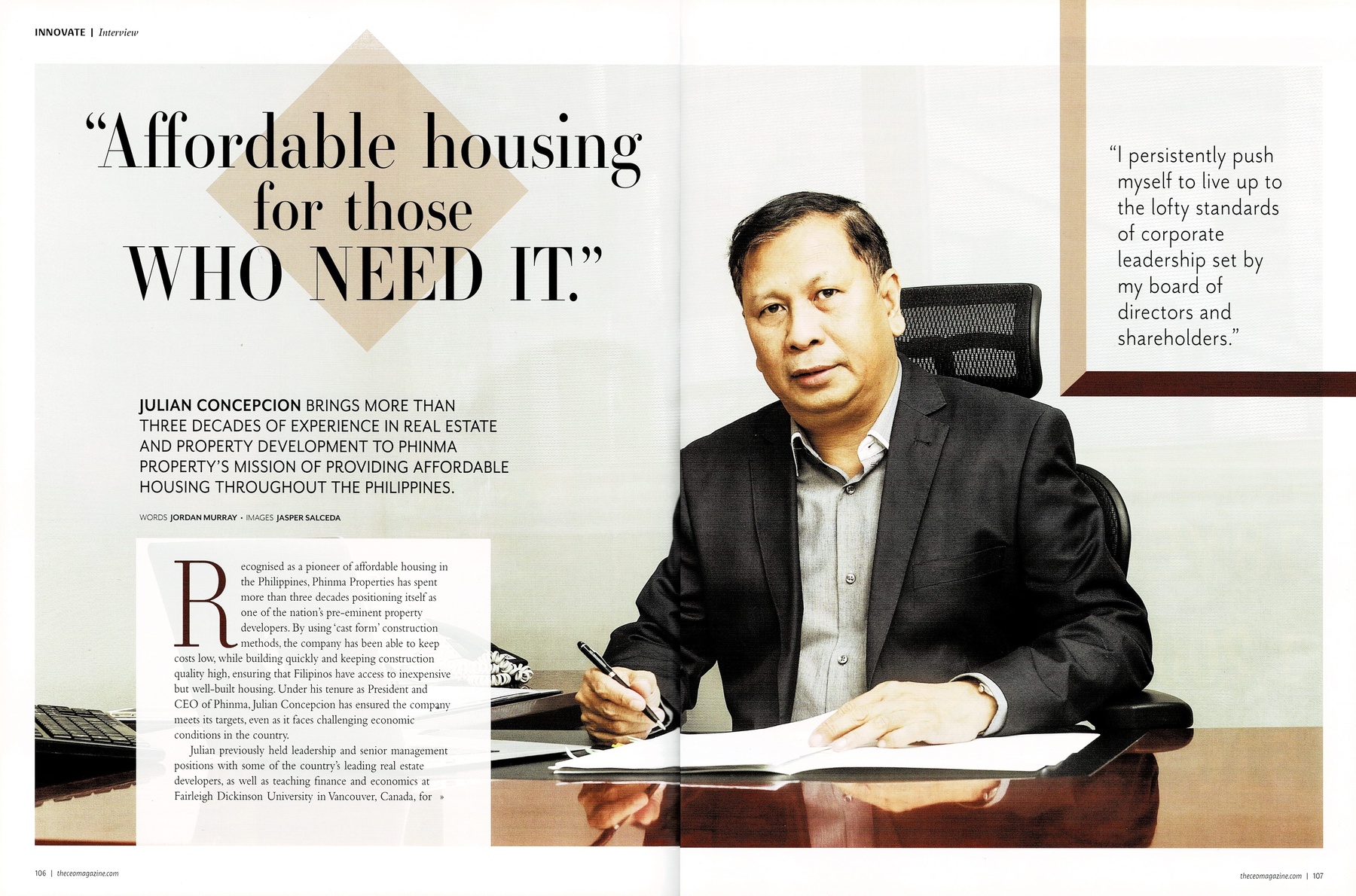 CEO Magazine feature spread page 1